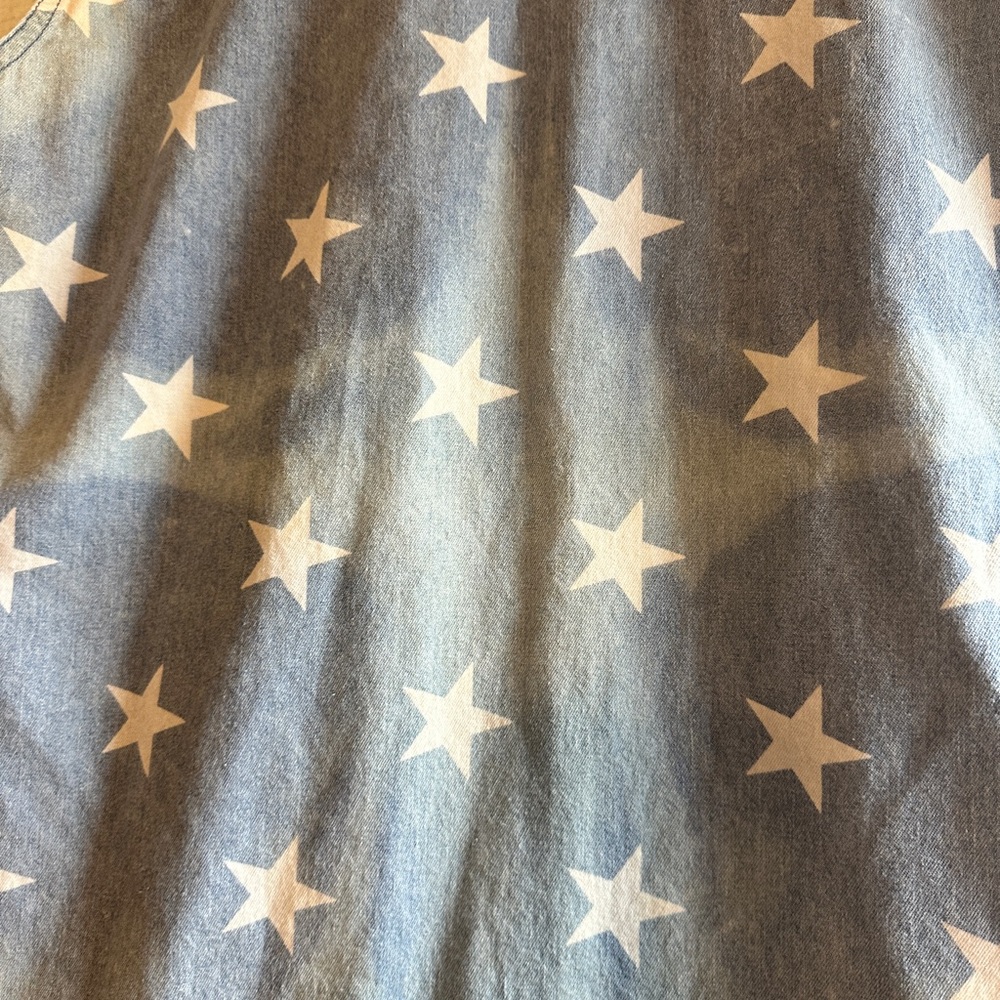 EXPRESS Star Patterned Distressed Denim Sleeveless Top Size Medium - Picture 4 of 10